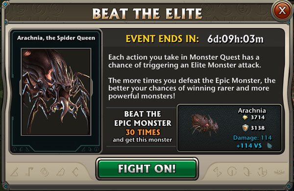 Boss Event : Arachnia Epic Monster